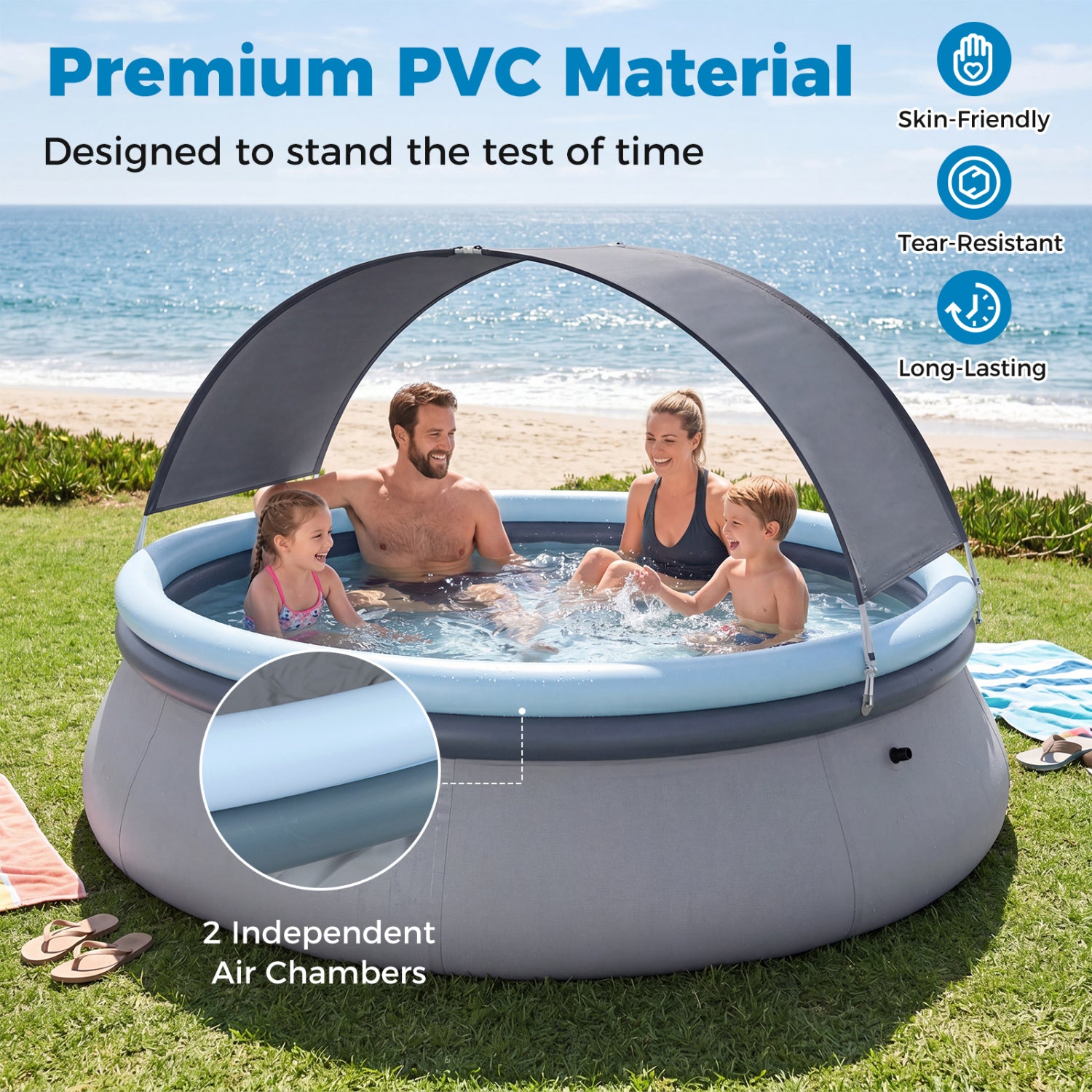 Outdoor Inflatable Pool with Sunshade Canopy-S Swimming Pools at Gallery Canada