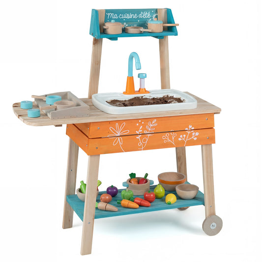 Kids Wooden Play Kitchen Set with Removable Sink, Orange Play Kitchen Sets Orange at Gallery Canada