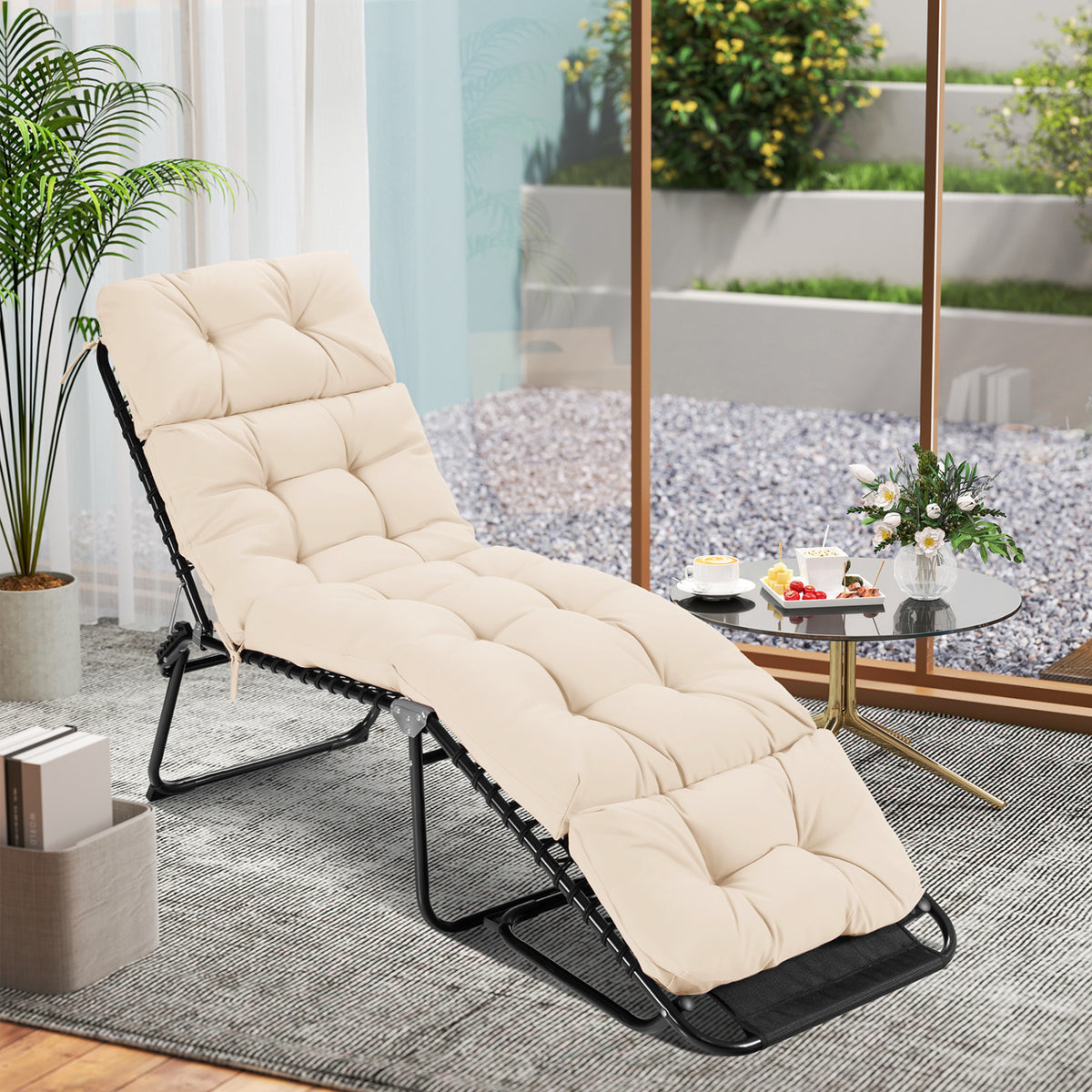 73"X22" Outdoor Lounge Chaise Cushion, High Back, Beige Outdoor Furniture Accessories at Gallery Canada