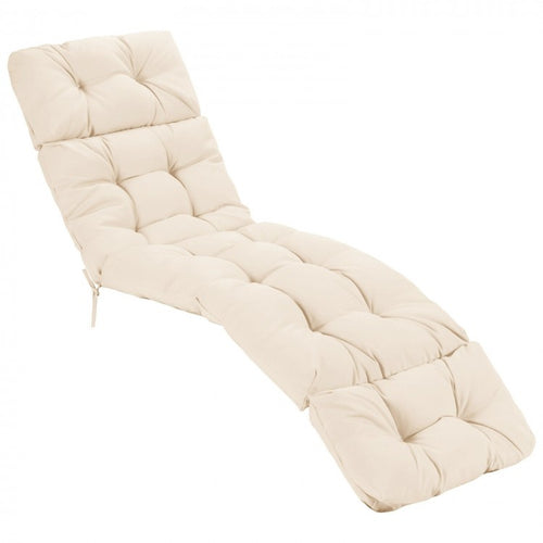 Outdoor Lounge Chaise Cushion With String Ties, Beige