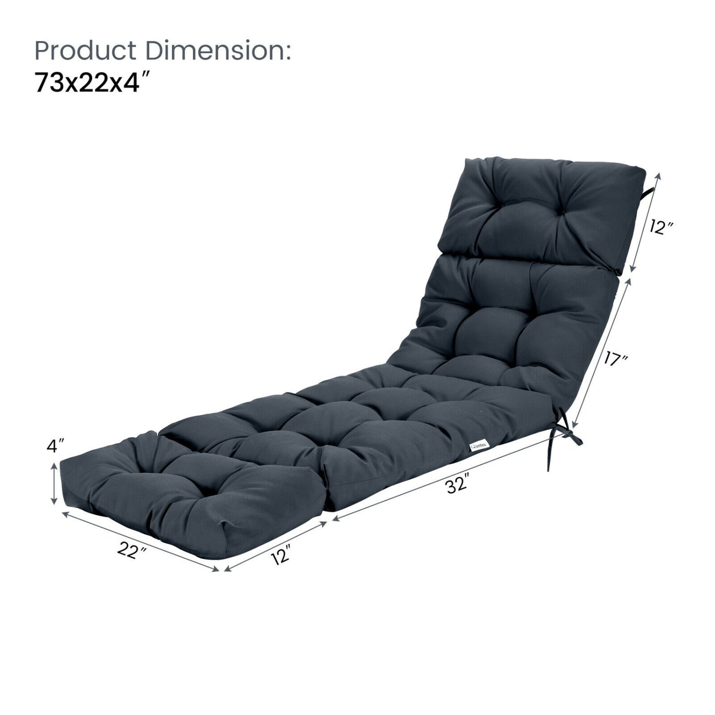 Outdoor Chaise Cushion With String Ties, Gray Outdoor Chaise Lounges at Gallery Canada