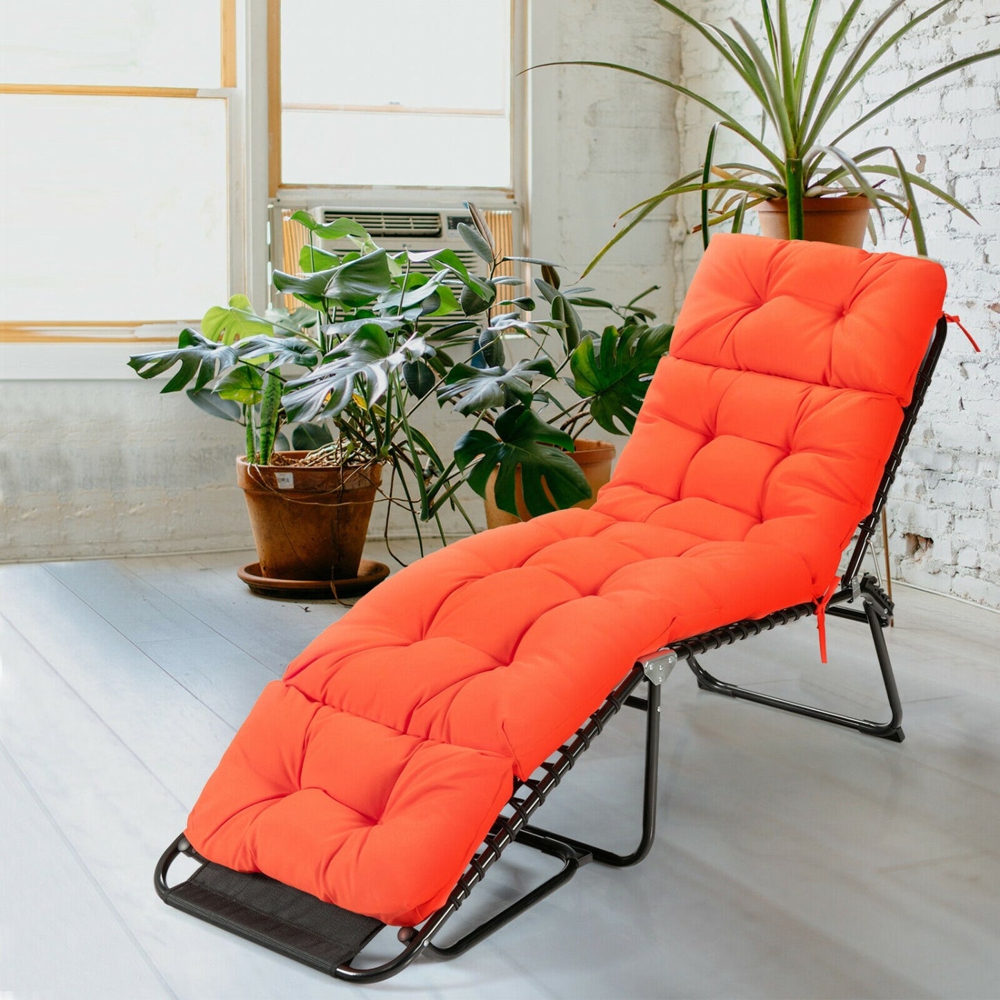Outdoor Chaise Cushion With String Ties, Orange Outdoor Chaise Lounges at Gallery Canada