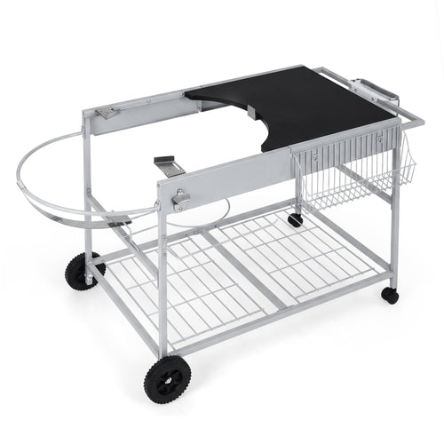 Outdoor Movable Grill Table, 18/22 Inch, Black