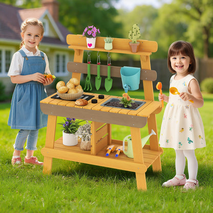 Outdoor Mud Kitchen, Wooden Play Kitchen Toy, Aged 3-8, Yellow Play Kitchen Sets at Gallery Canada