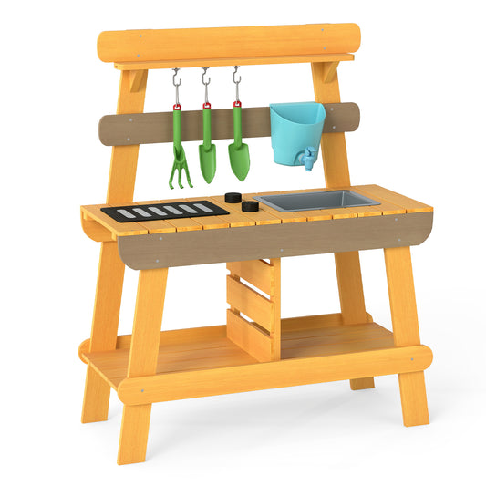 Outdoor Mud Kitchen, Wooden Play Kitchen Toy, Aged 3-8, Yellow Play Kitchen Sets Yellow at Gallery Canada