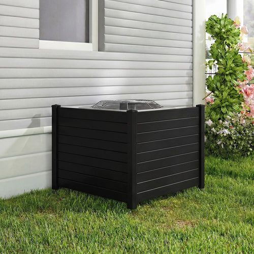 PVC Air Conditioner Fence, 20 Inch Stakes, Black