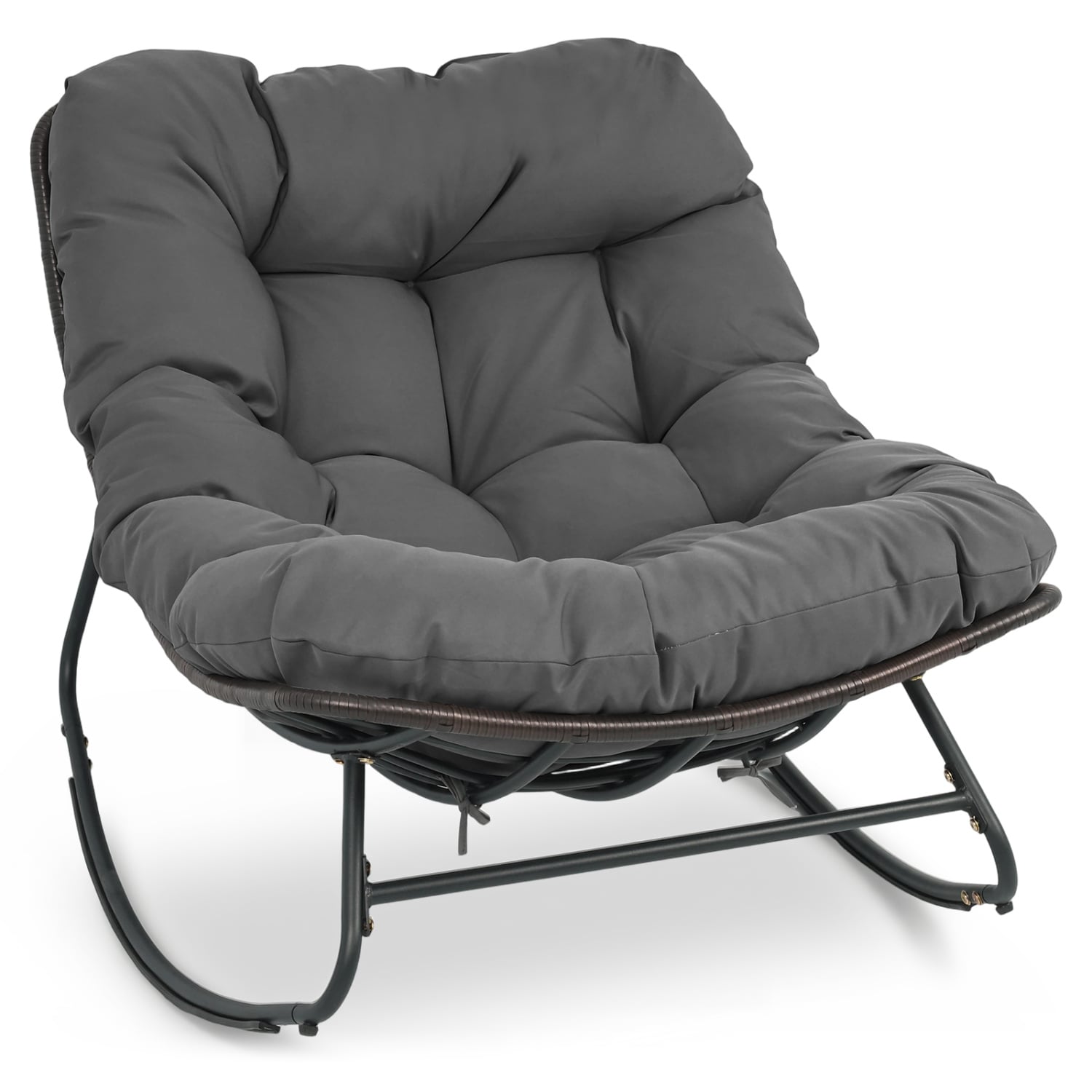 Outdoor Papasan Rocking Chair, Thick Cushion, Gray Patio Rocking Chairs & Gliders at Gallery Canada