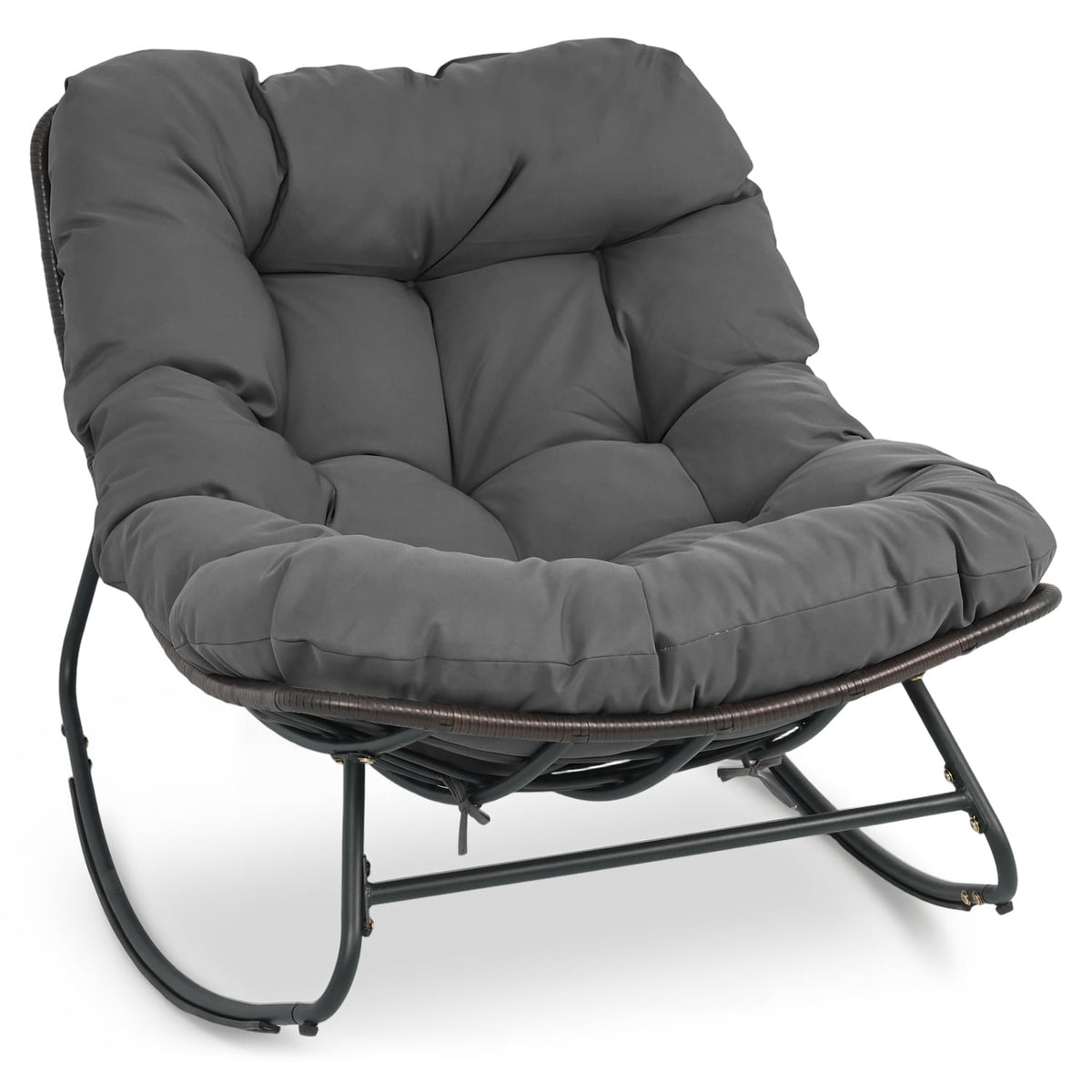 Outdoor Papasan Rocking Chair, Thick Cushion, Gray Patio Rocking Chairs & Gliders at Gallery Canada