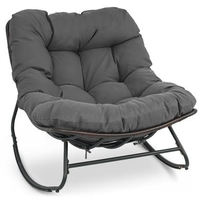 Outdoor Papasan Rocking Chair, Thick Cushion, Gray Patio Rocking Chairs & Gliders at Gallery Canada