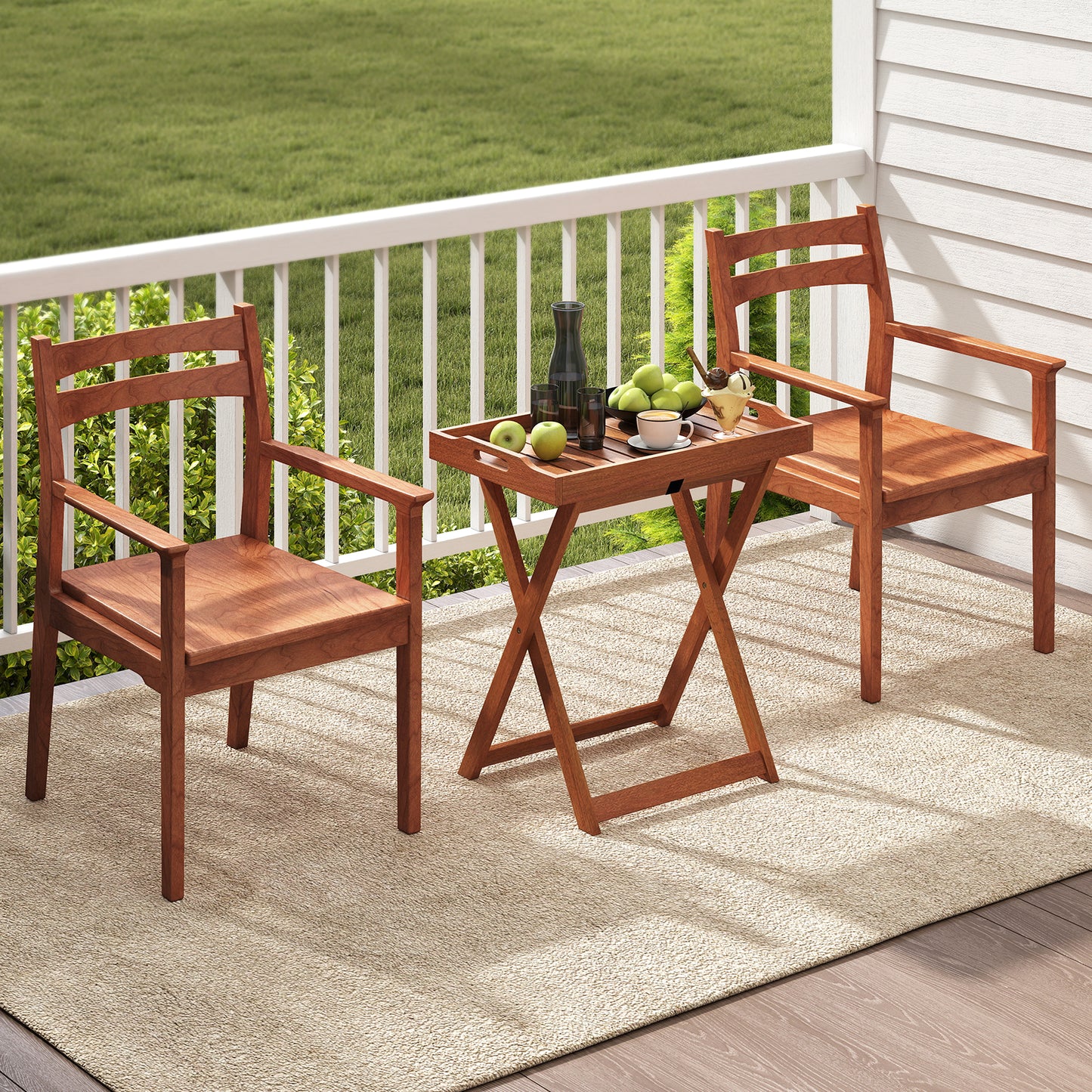 Outdoor Patio Solid Wood Tray Table, Removable Top, Natural Patio Coffee Tables at Gallery Canada