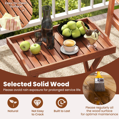 Outdoor Patio Solid Wood Tray Table, Removable Top, Natural Patio Coffee Tables at Gallery Canada