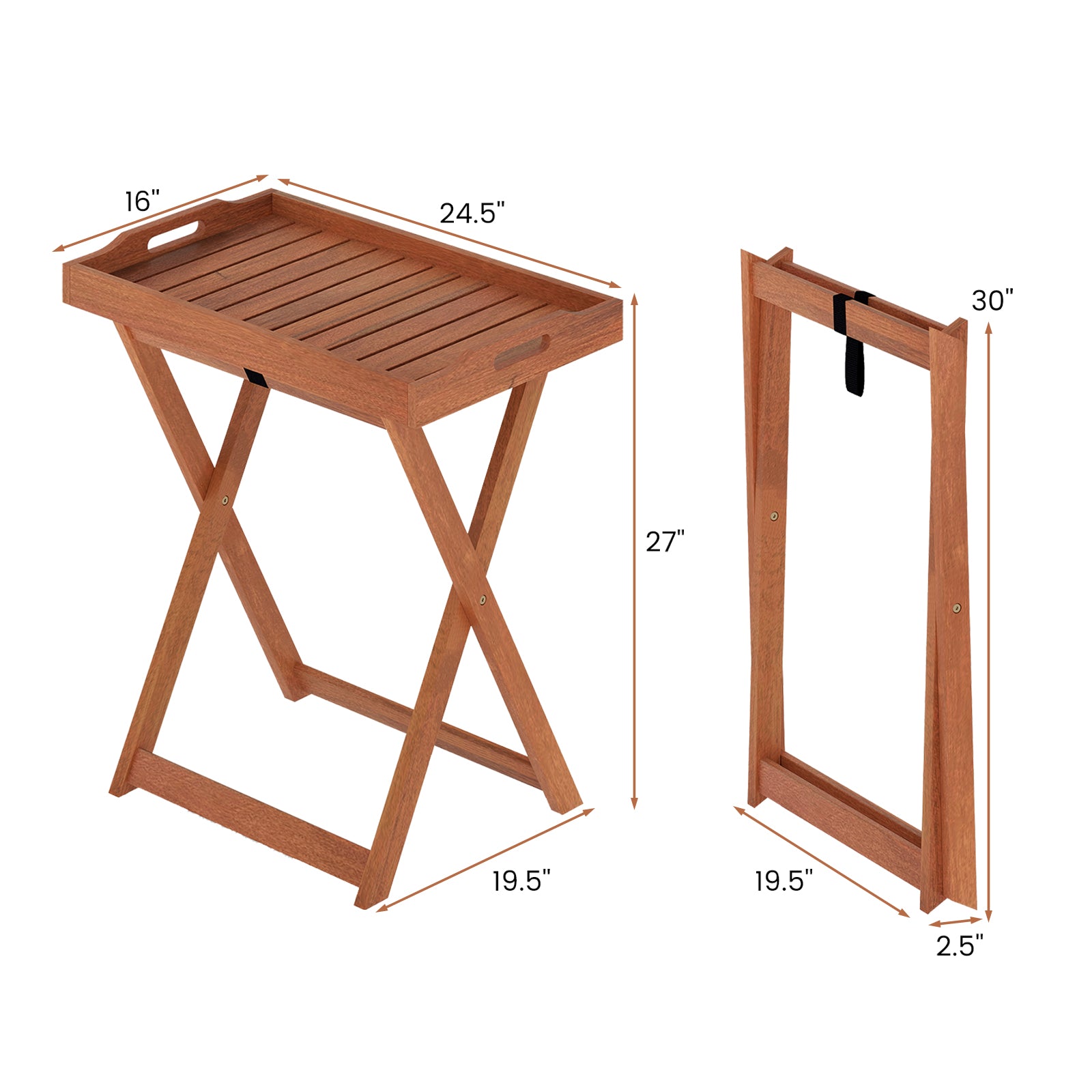 Outdoor Patio Solid Wood Tray Table, Removable Top, Natural Patio Coffee Tables at Gallery Canada