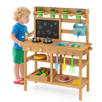 Outdoor Play Kitchen With Faucet, Removable Sinks, Natural Play Kitchen Sets Natural at Gallery Canada