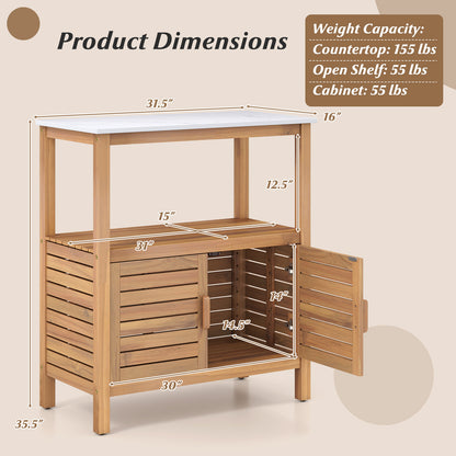 Acacia Wood Potting Bench, Louvered Doors, Natural Potting Benches & Tables at Gallery Canada