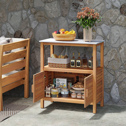 Acacia Wood Potting Bench, Louvered Doors, Natural Potting Benches & Tables at Gallery Canada
