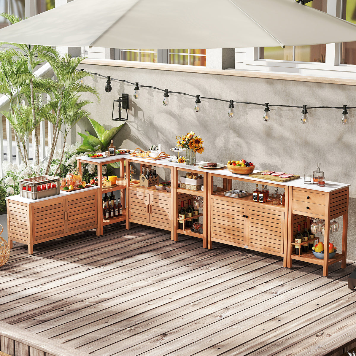 Acacia Wood Potting Bench, Louvered Doors, Natural Potting Benches & Tables at Gallery Canada