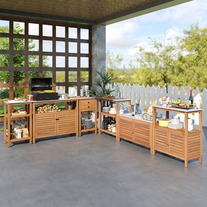 Acacia Wood Potting Bench, Louvered Doors, Natural Potting Benches & Tables at Gallery Canada