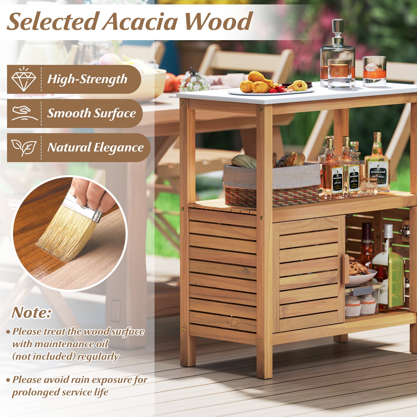 Acacia Wood Potting Bench, Louvered Doors, Natural Potting Benches & Tables at Gallery Canada