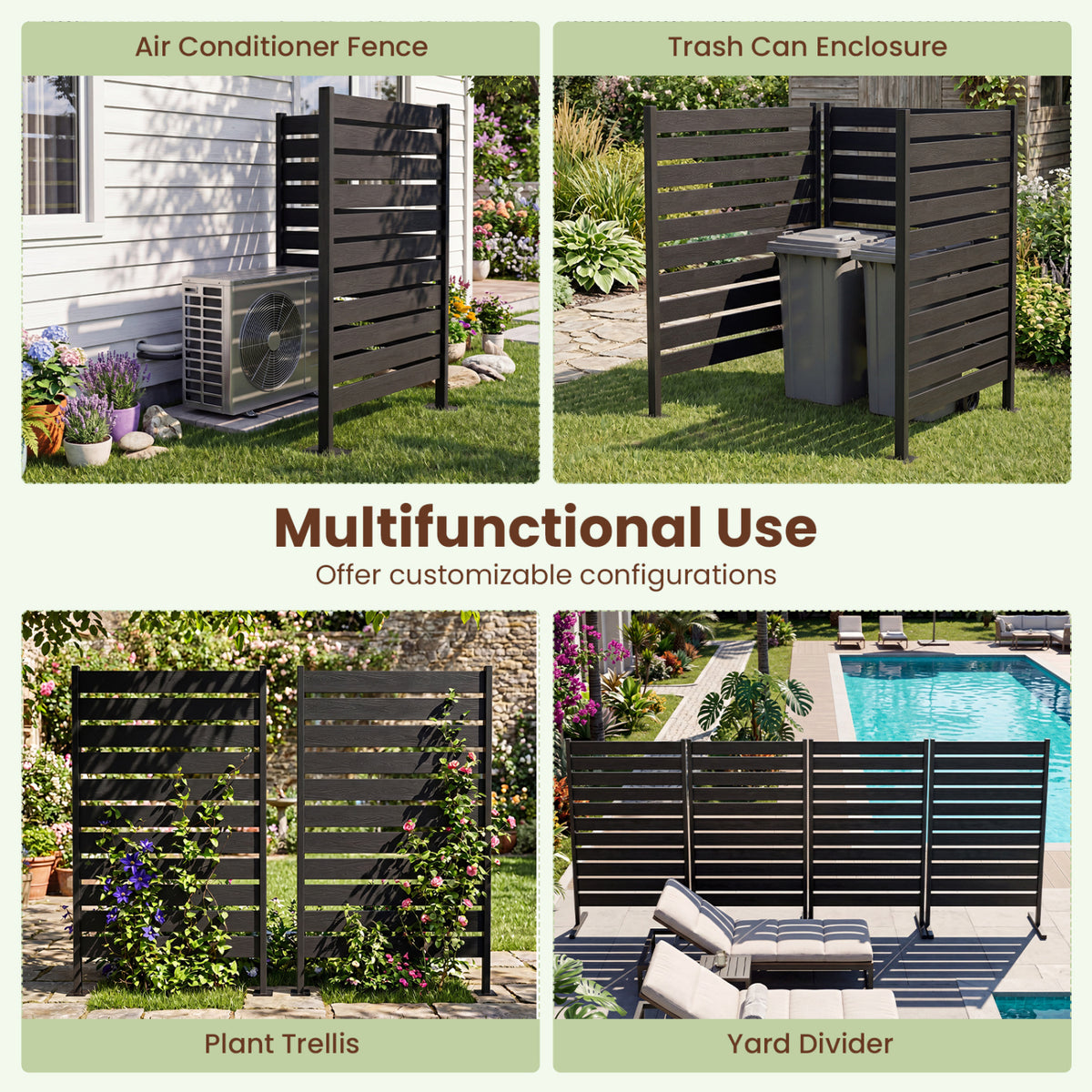 Outdoor Privacy Screen Fence for Backyard Pool, Black Decorative Fencing & Flooring at Gallery Canada