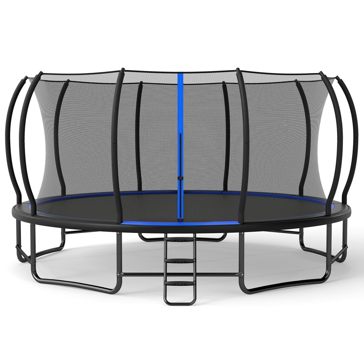 Giant Round Outdoor Trampoline with Enclosure Net, Blue Trampolines Blue at Gallery Canada