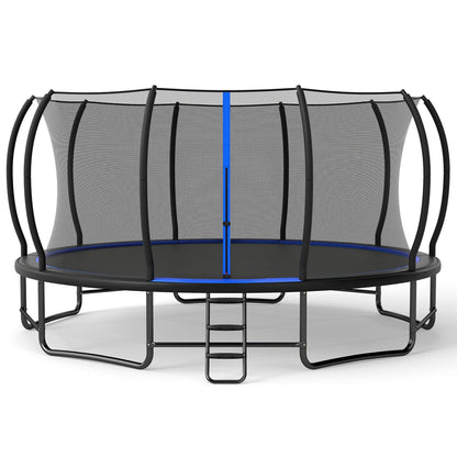 Giant Round Outdoor Trampoline with Enclosure Net, Blue Trampolines Blue at Gallery Canada