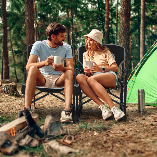 Outdoor Rocker Camping Chair, Dual Springs, Padded Back, Black Camping Furniture Black at Gallery Canada