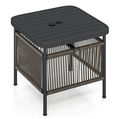 Outdoor Side Table With Umbrella Hole, Storage Shelf, Black Patio Coffee Tables at Gallery Canada