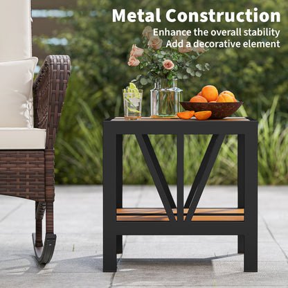 Outdoor Side Table With Umbrella Hole And Storage Shelf Patio Coffee Tables at Gallery Canada