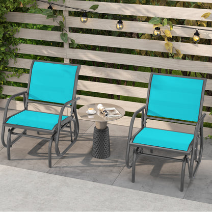 Outdoor Single Swing Glider Rocking Chair, Turquoise Patio Rocking Chairs & Gliders at Gallery Canada