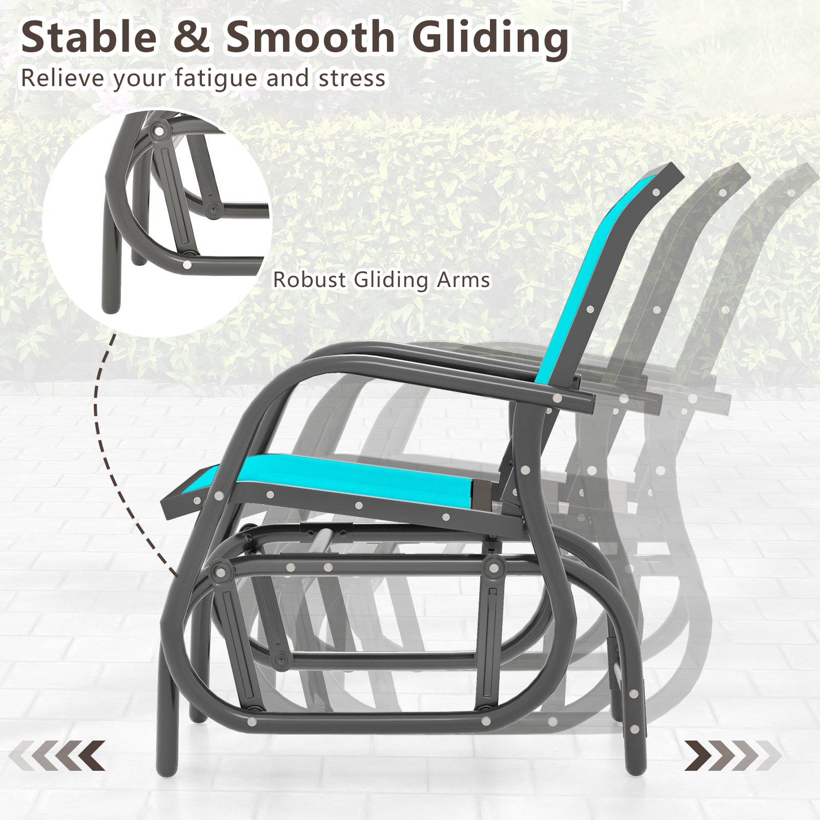 Outdoor Single Swing Glider Rocking Chair, Turquoise Patio Rocking Chairs & Gliders at Gallery Canada