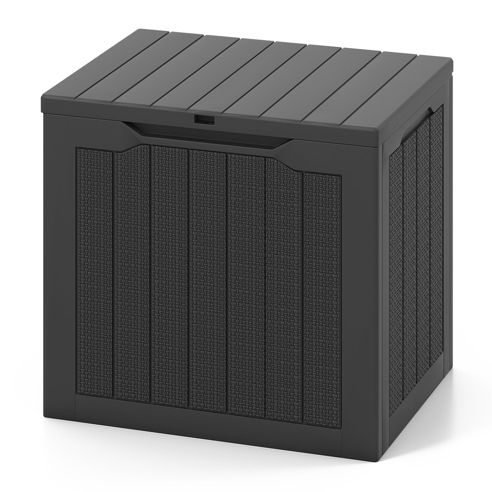 Outdoor Storage Box 25 Gallon Deck Box with Lockable Lid and Wicker-woven Texture, Black Garages at Gallery Canada