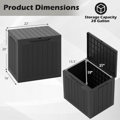 Outdoor Storage Box 25 Gallon Deck Box with Lockable Lid and Wicker-woven Texture, Black Garages at Gallery Canada