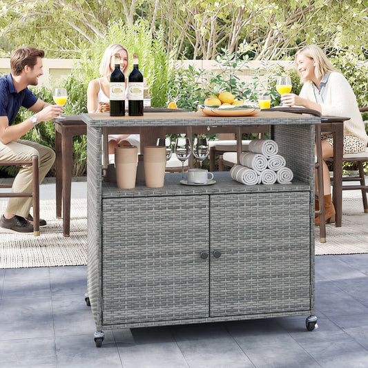 Outdoor Storage Cabinet, Acacia Wood Top, Lockable Wheels, Gray Sheds & Outdoor Storage Gray at Gallery Canada