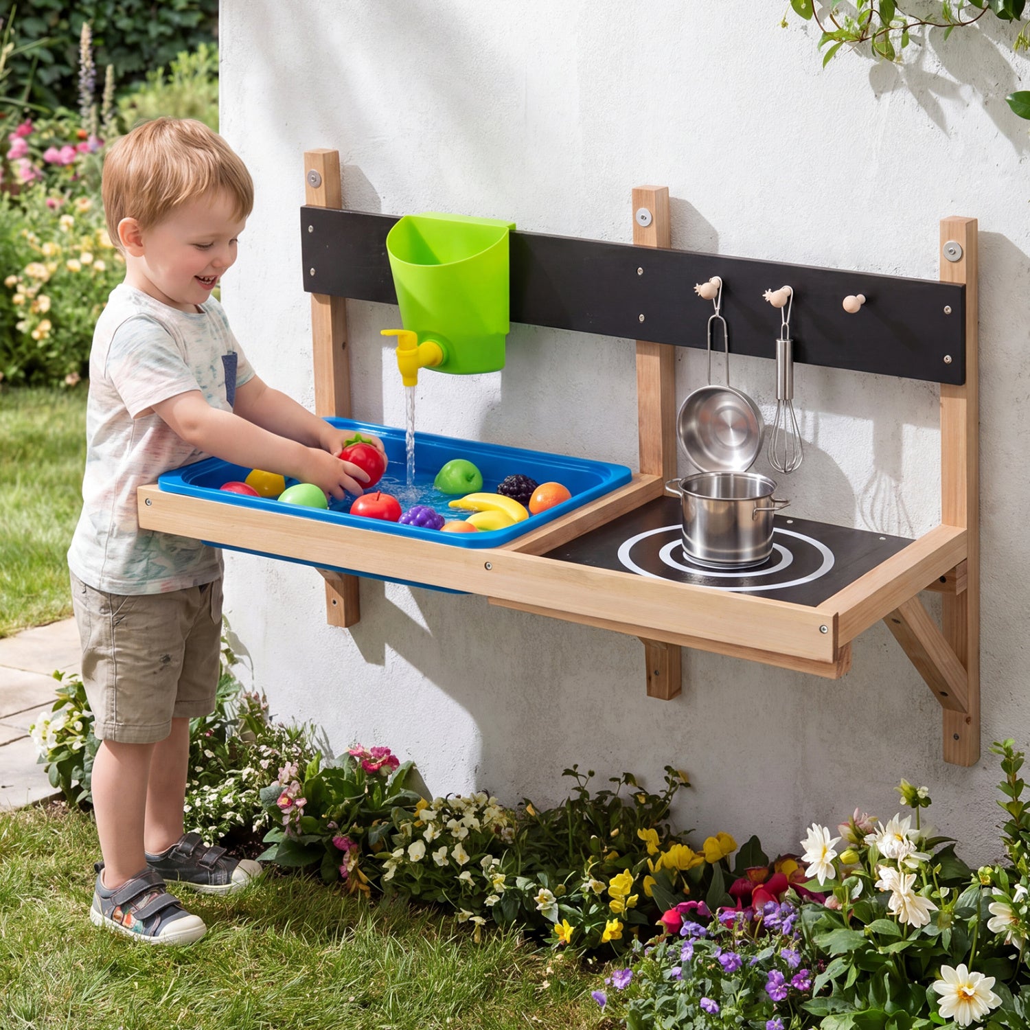Outdoor Wall Mounted Mud Kitchen for Kids Ages 3+ Play Kitchen Sets at Gallery Canada