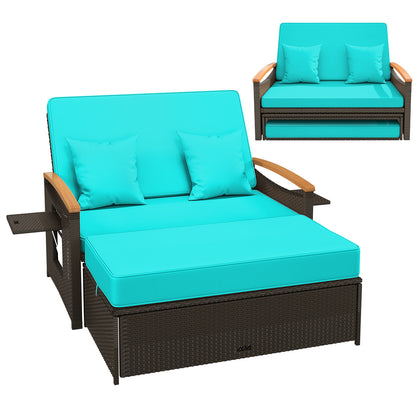 Outdoor Wicker Daybed With Folding Panels, Storage Ottoman, Green Outdoor Seating & Patio Chairs Green at Gallery Canada