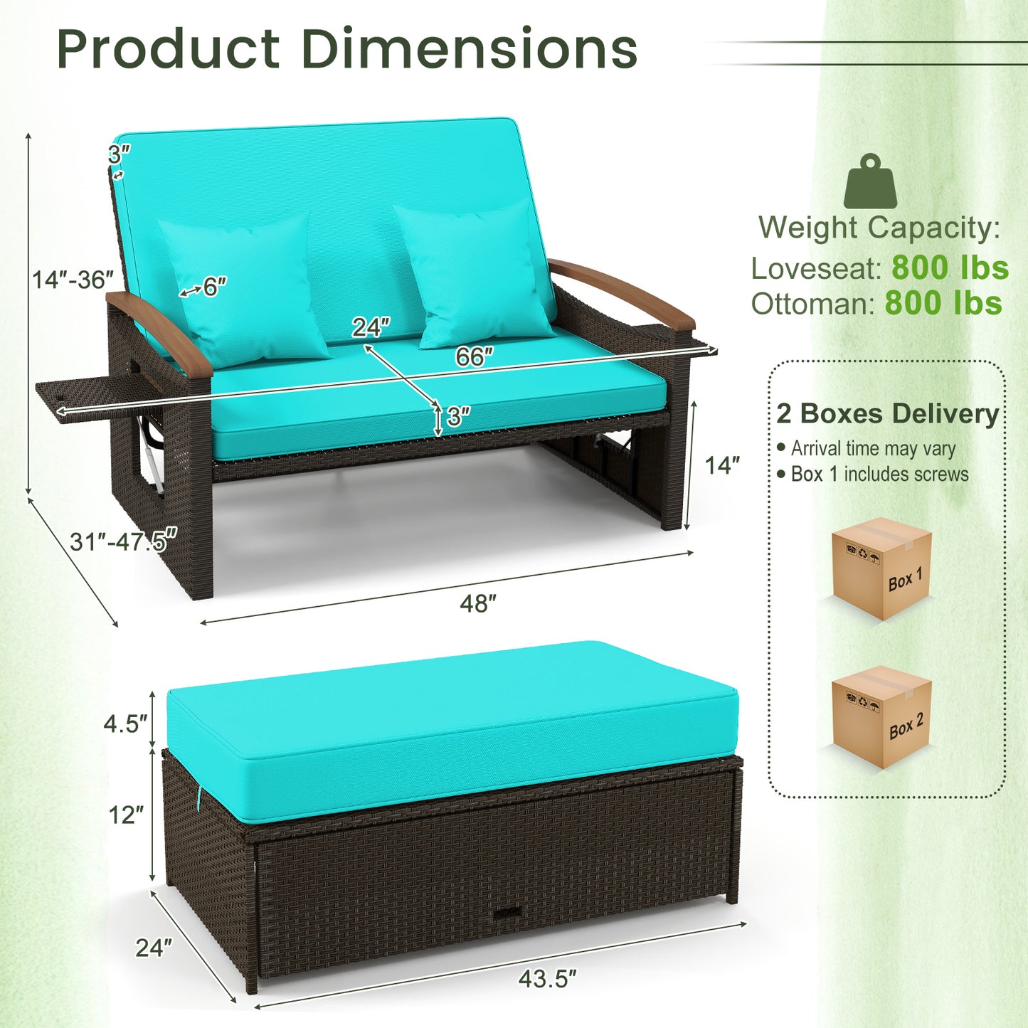 Outdoor Wicker Daybed With Folding Panels, Storage Ottoman, Green Outdoor Seating & Patio Chairs at Gallery Canada