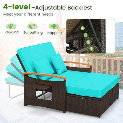 Outdoor Wicker Daybed With Folding Panels, Storage Ottoman, Green Outdoor Seating & Patio Chairs at Gallery Canada