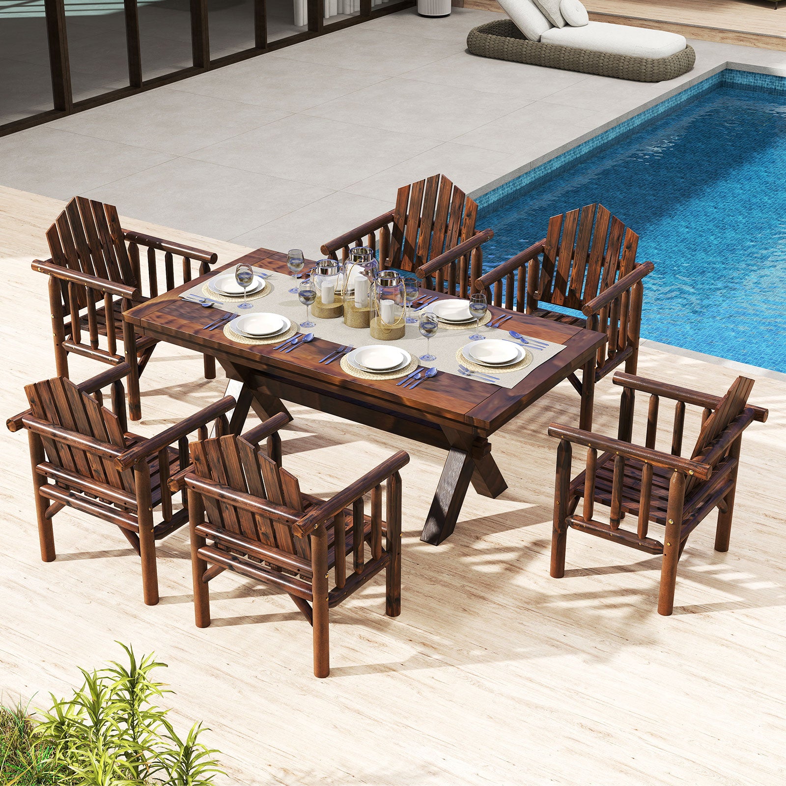 Wood Armchair, Outdoor Patio Dining Chair, Brown Adirondack Chairs at Gallery Canada