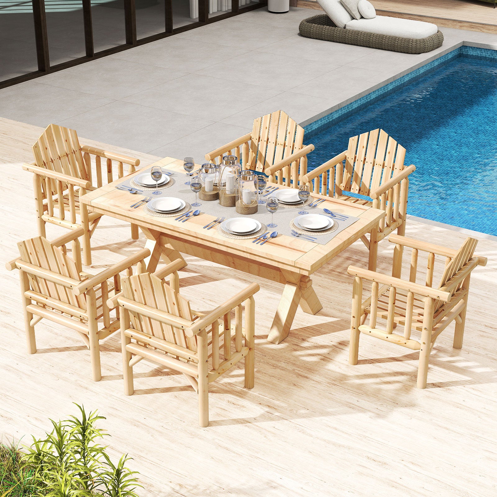 Wooden Patio Dining Armchair, Natural Adirondack Chairs at Gallery Canada