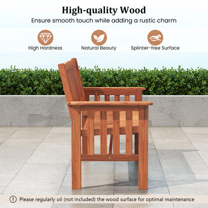 Outdoor Wood Garden Bench, 2-Person Patio Park Bench With Backrest Outdoor Benches at Gallery Canada