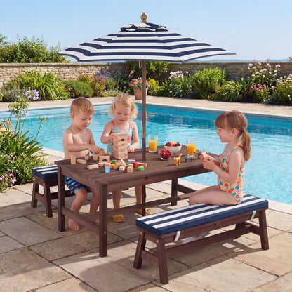 Kids Picnic Table, Outdoor Wooden, Removable Umbrella And Cushions Kids Table & Chair Sets at Gallery Canada