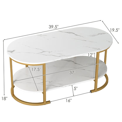 Oval Coffee Table, 2-Tier Wooden Accent Table, White Coffee Tables at Gallery Canada