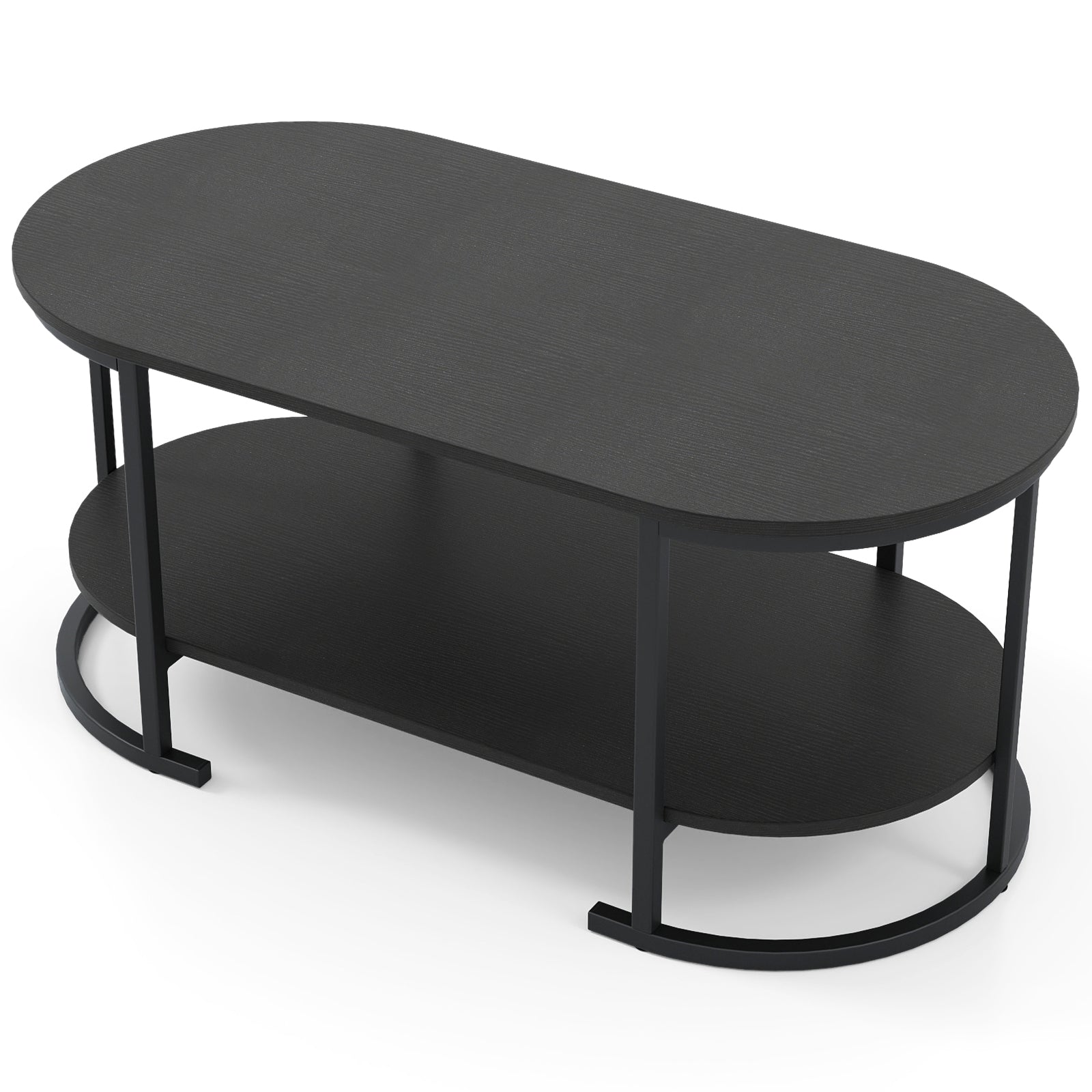 Oval Coffee Table, 2-Tier Wooden Accent, Black Coffee Tables at Gallery Canada