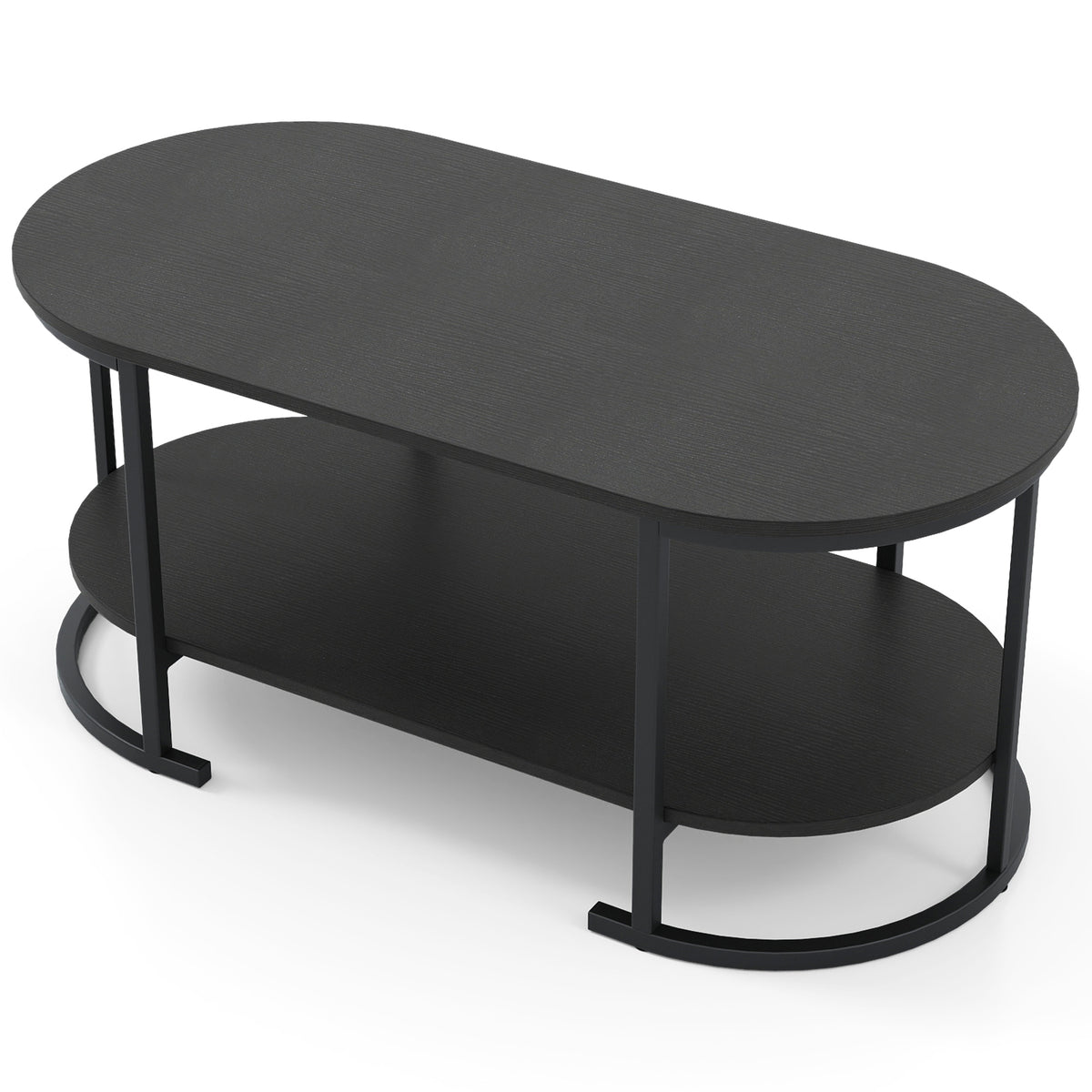 Oval Coffee Table, 2-Tier Wooden Accent, Black Coffee Tables at Gallery Canada