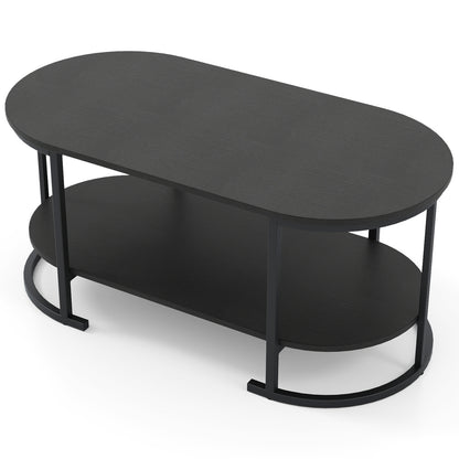 Oval Coffee Table, 2-Tier Wooden Accent, Black Coffee Tables at Gallery Canada
