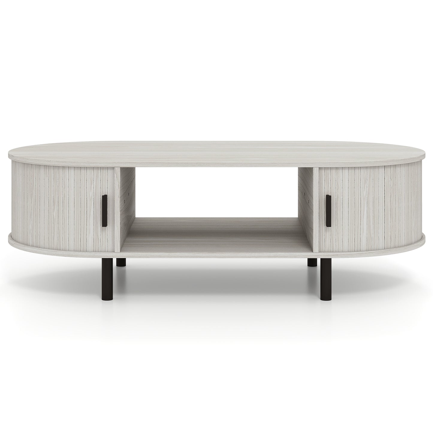 Oval Coffee Table, 47.5inch, Wooden Center Table With Storage, Oak Coffee Tables at Gallery Canada