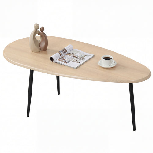 Oval Coffee Table, Mid Century Center Table, Natural