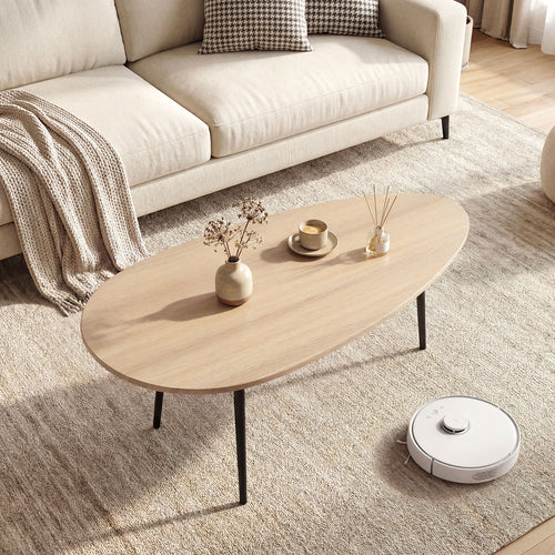 Oval Coffee Table, Mid Century Center Table, Natural