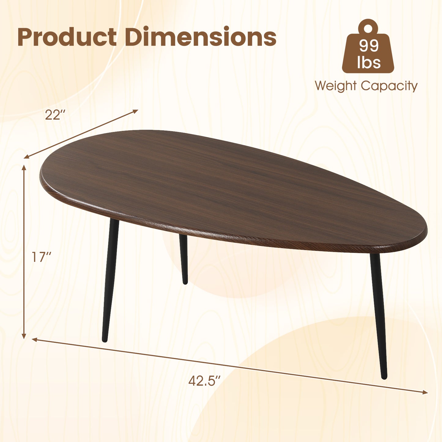 Oval Coffee Table, Mid Century Center Table, Walnut Coffee Tables at Gallery Canada