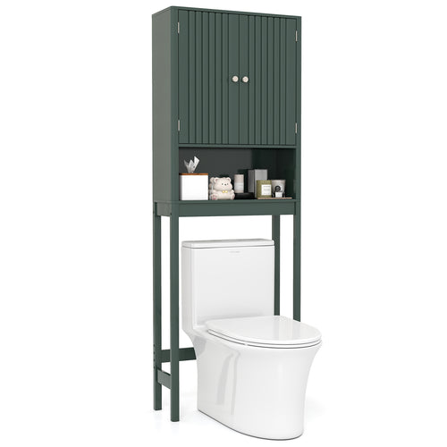 Over The Toilet Storage Cabinet with Fluted Doors, Green